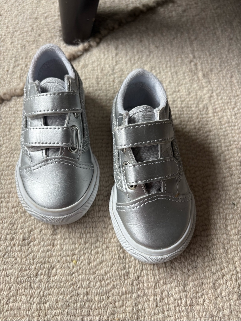 VANS | Metallic Silver Velcro Sneakers - Almost New